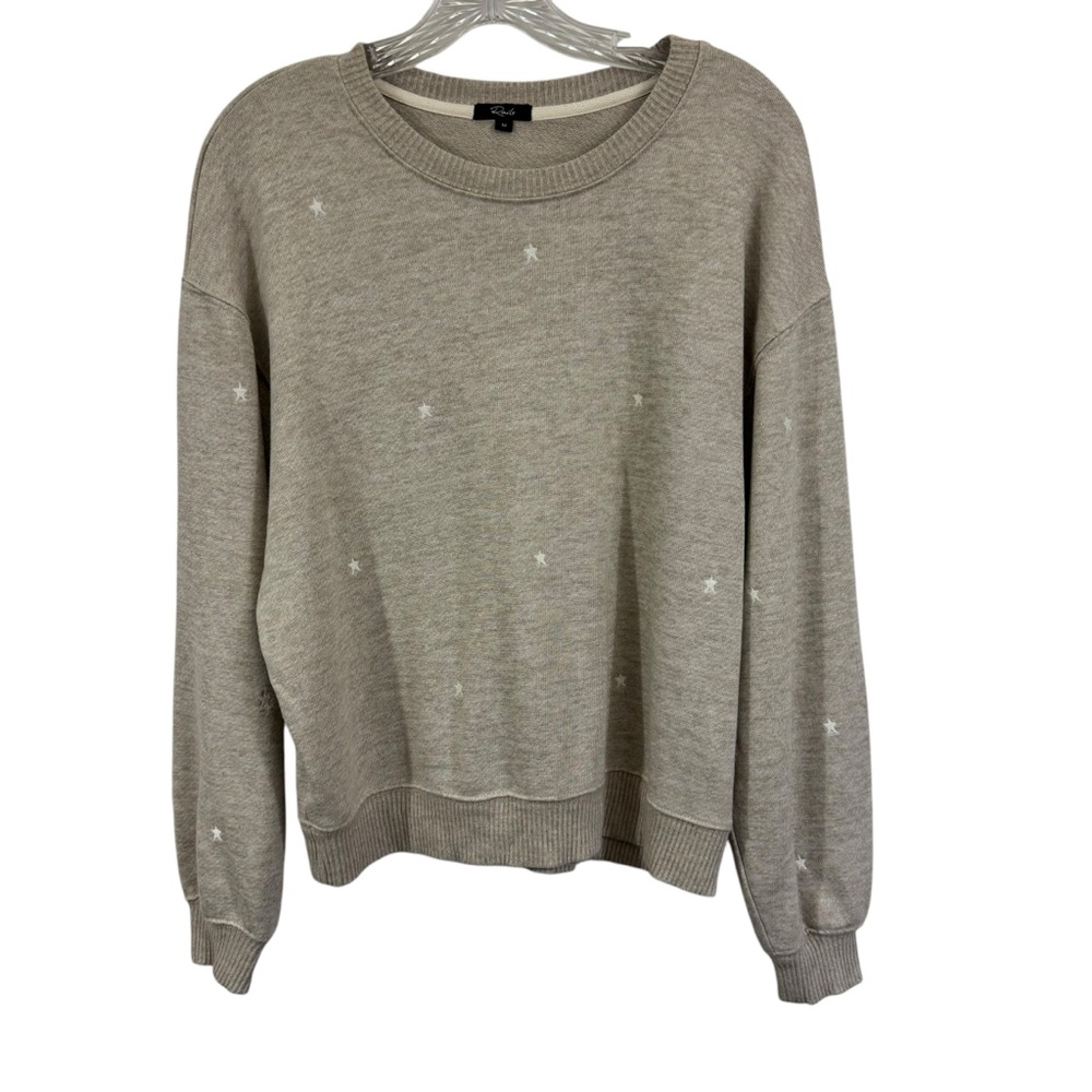 Rails Ramona Sweatshirt in Heather Brown with Embroidered Stars Cozy Lounge Sz M - Picture 3 of 13
